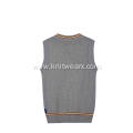 Boy's Knitted Contrast Stripe V-Neck School Vest